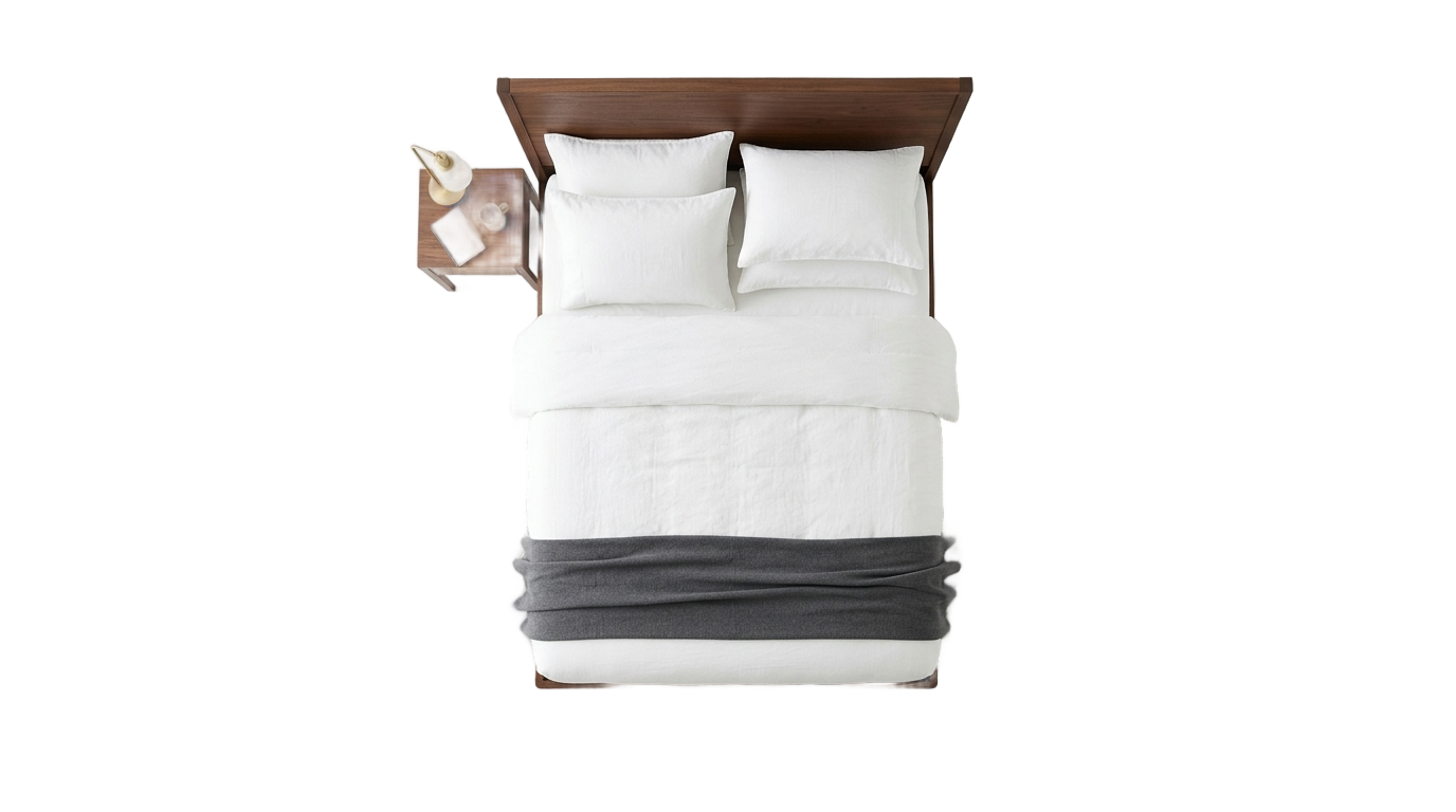 bed with side table top view png for photoshop PNG transparent background