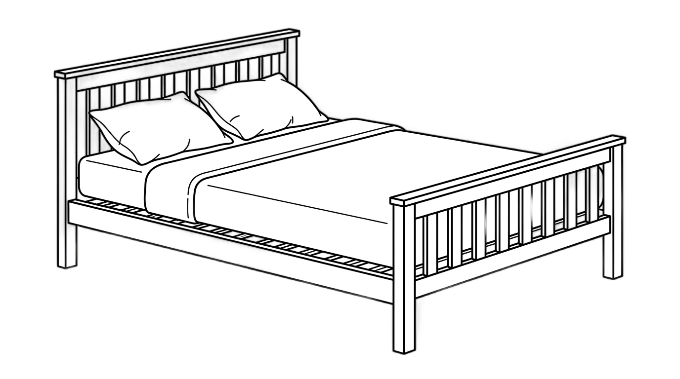 bed png black and white PNG transparent background