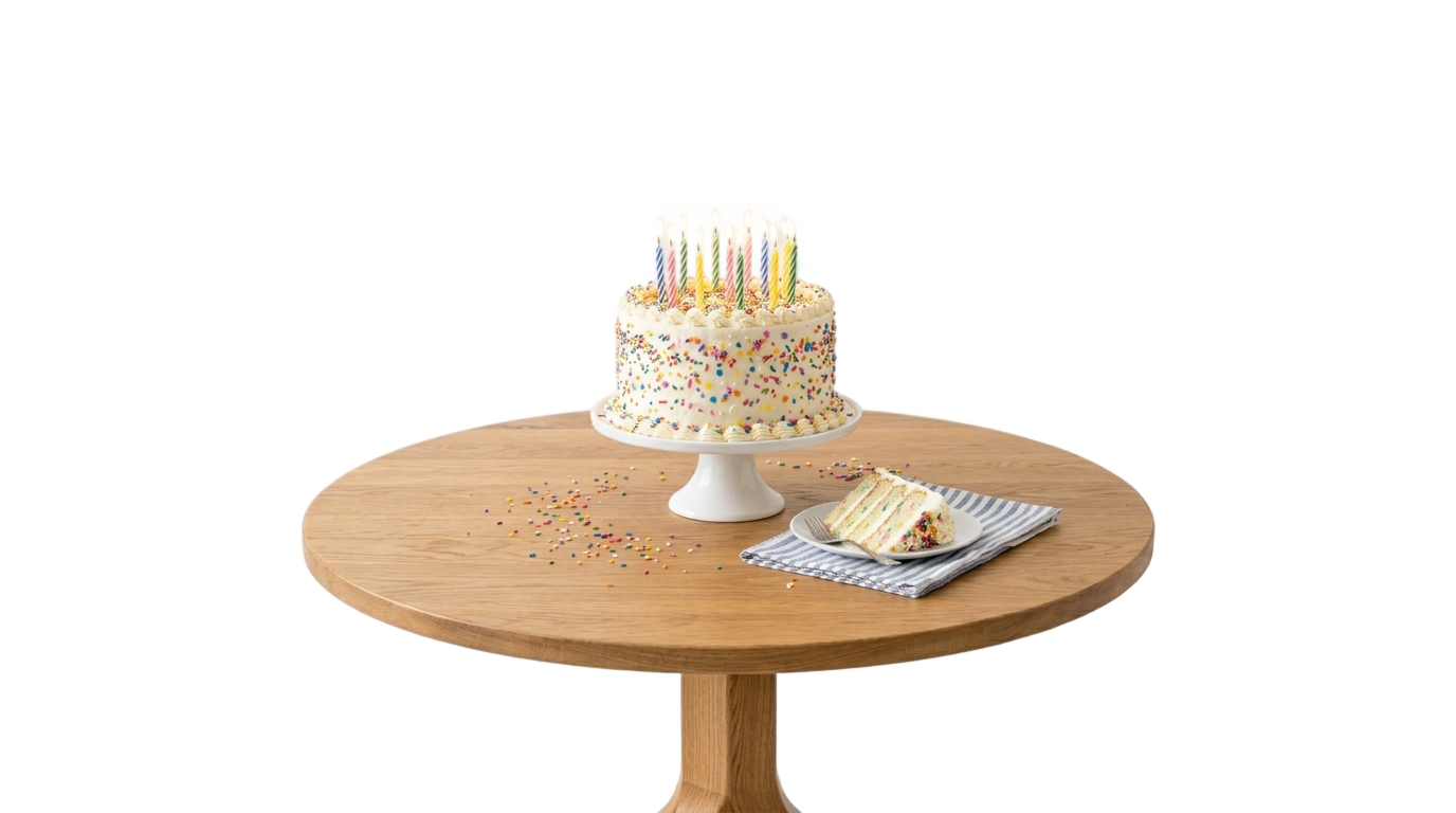 birthday cake on table png PNG transparent background