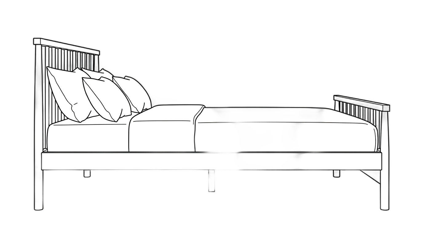 bed png black and white PNG transparent background
