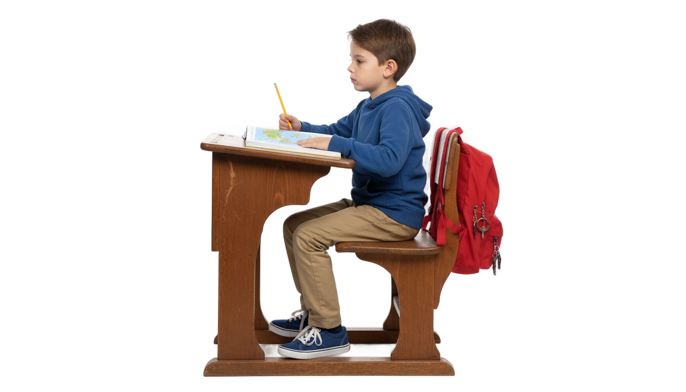 student sitting at desk png PNG transparent background