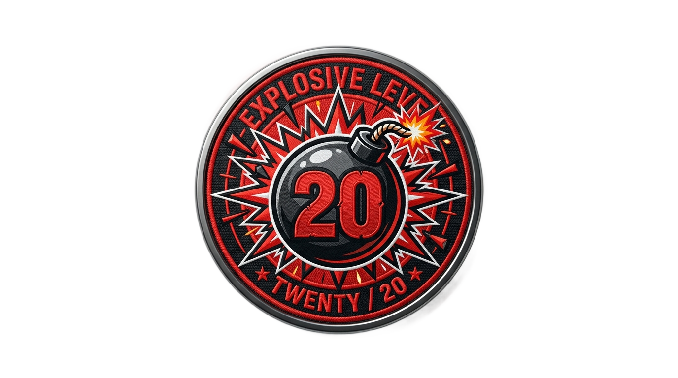 20 bomb badge png PNG transparent background