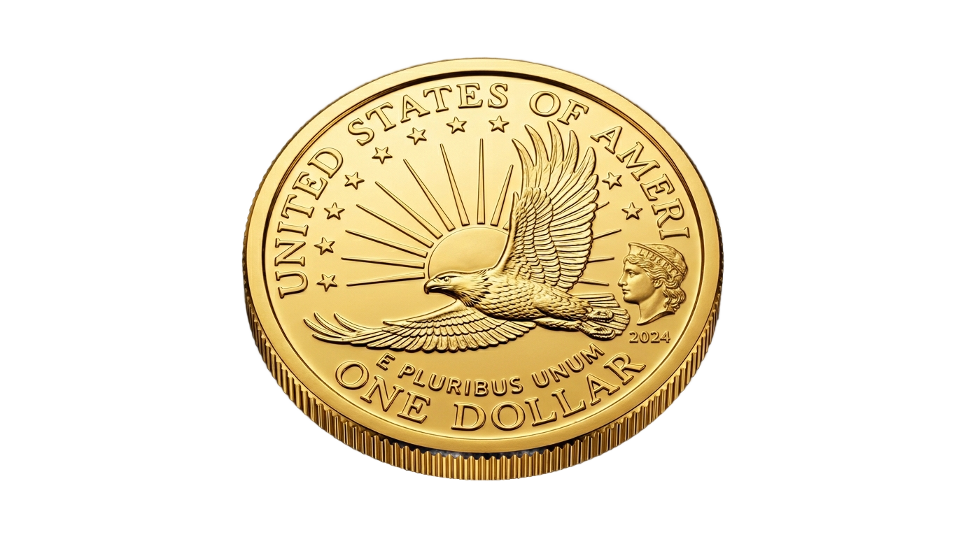 gold dollar coin png PNG transparent background