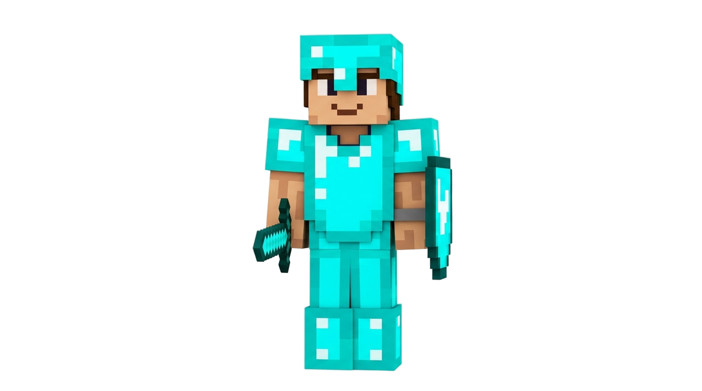 steve with diamond armor png PNG transparent background