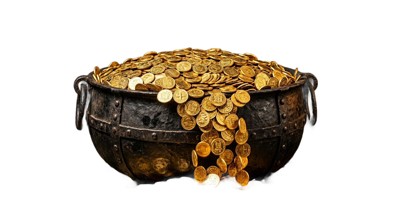 gold coin pot png PNG transparent background