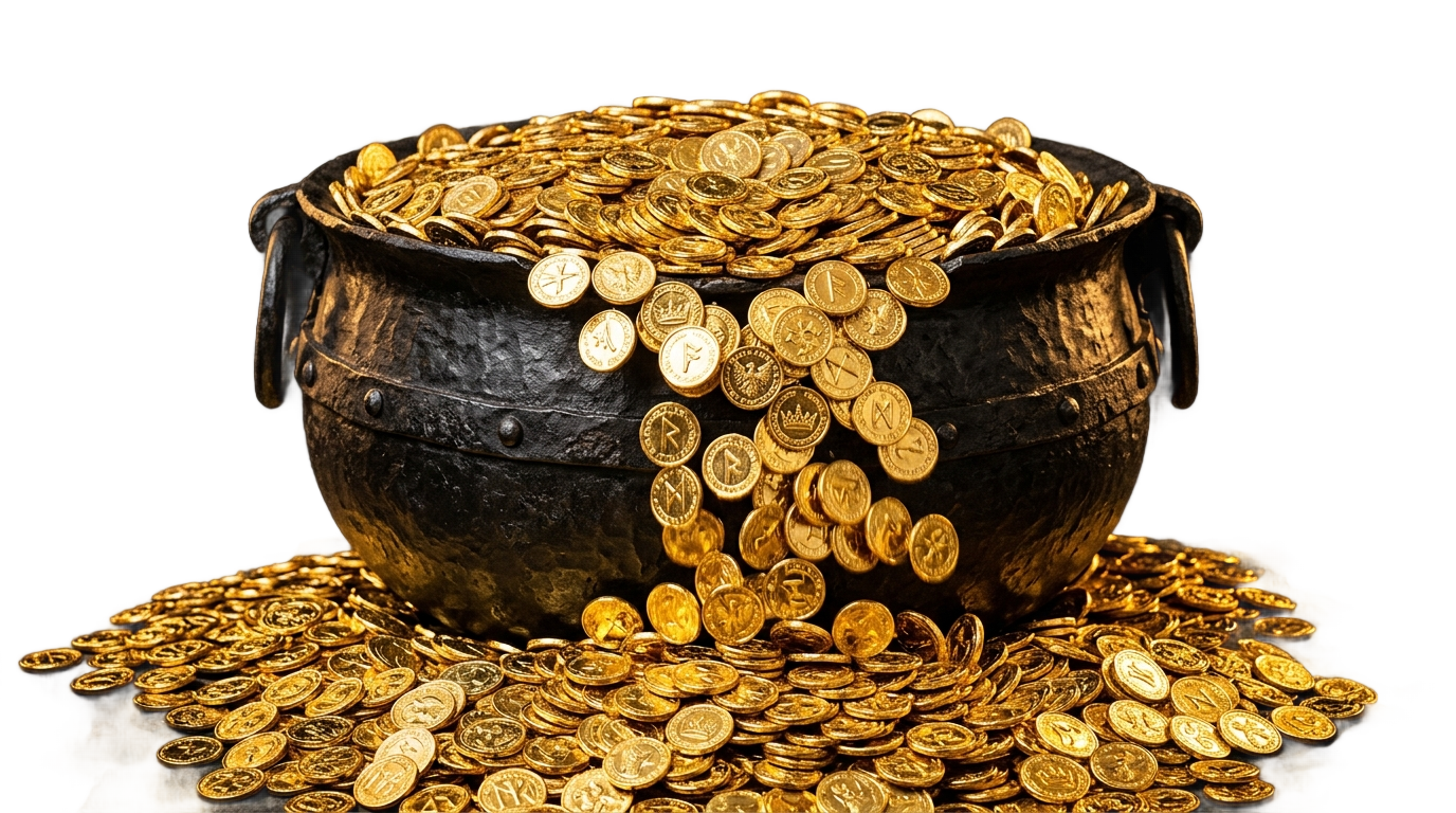 gold coin pot png PNG transparent background