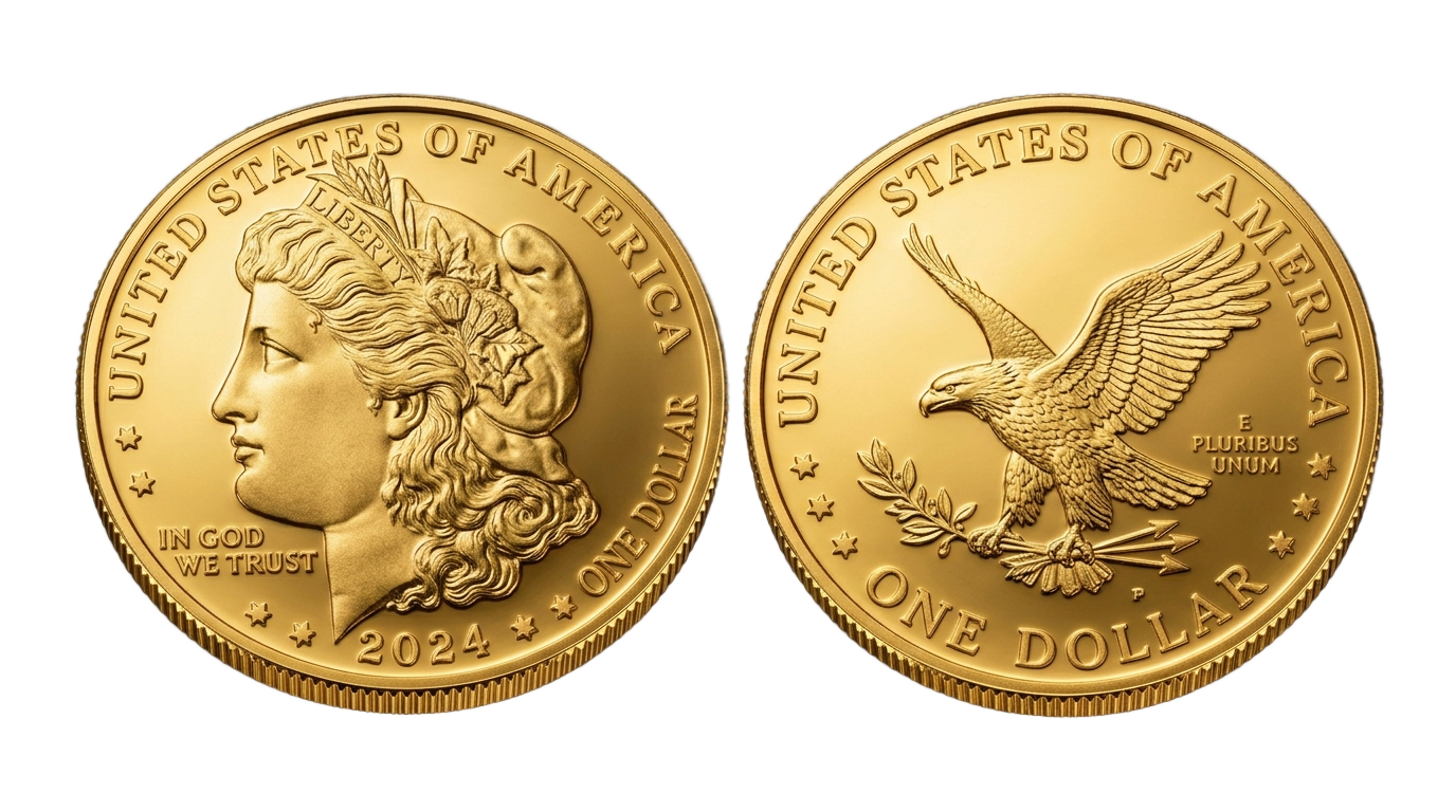 gold dollar coin png PNG transparent background