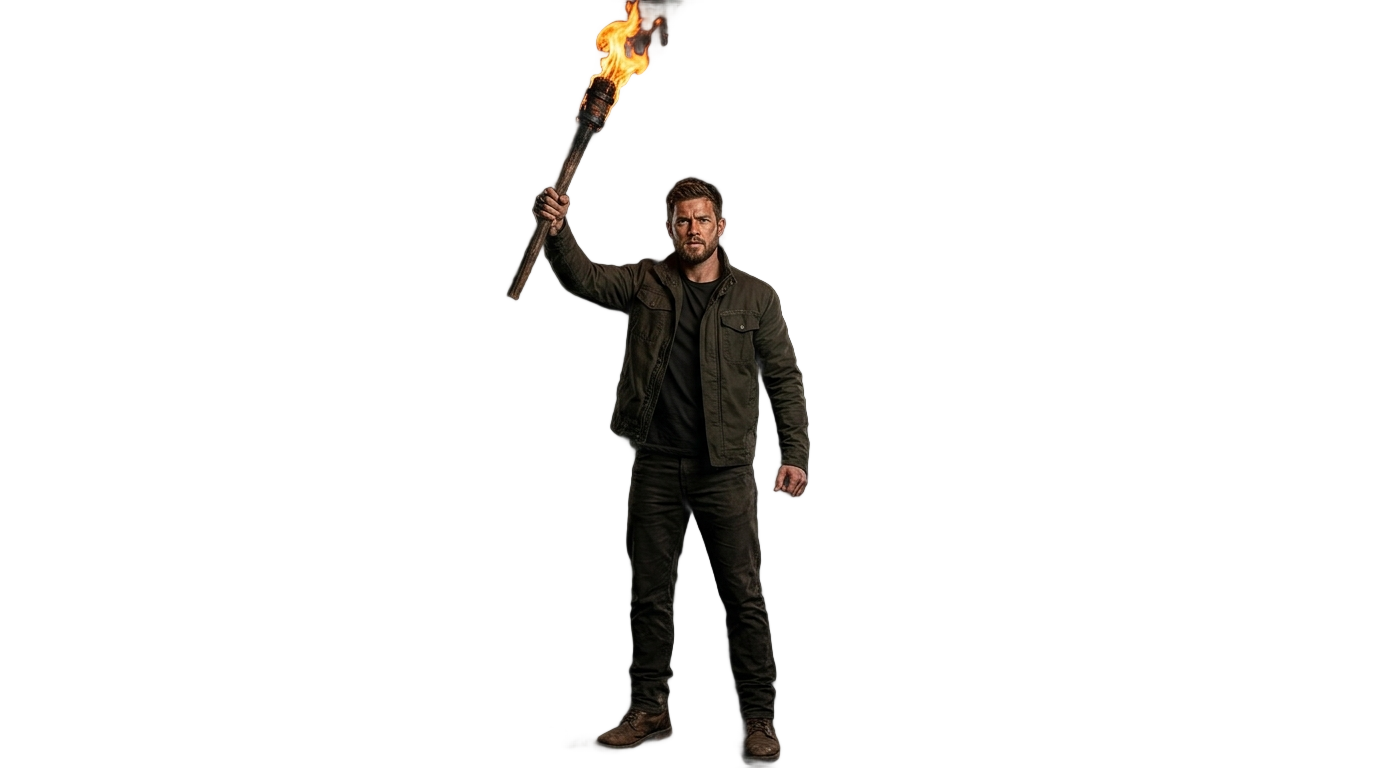 man holding torch png PNG transparent background
