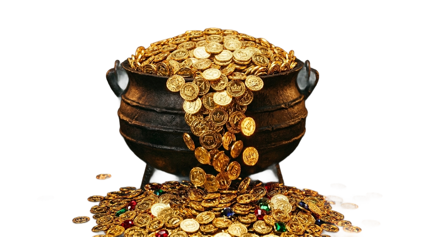 gold coin pot png PNG transparent background