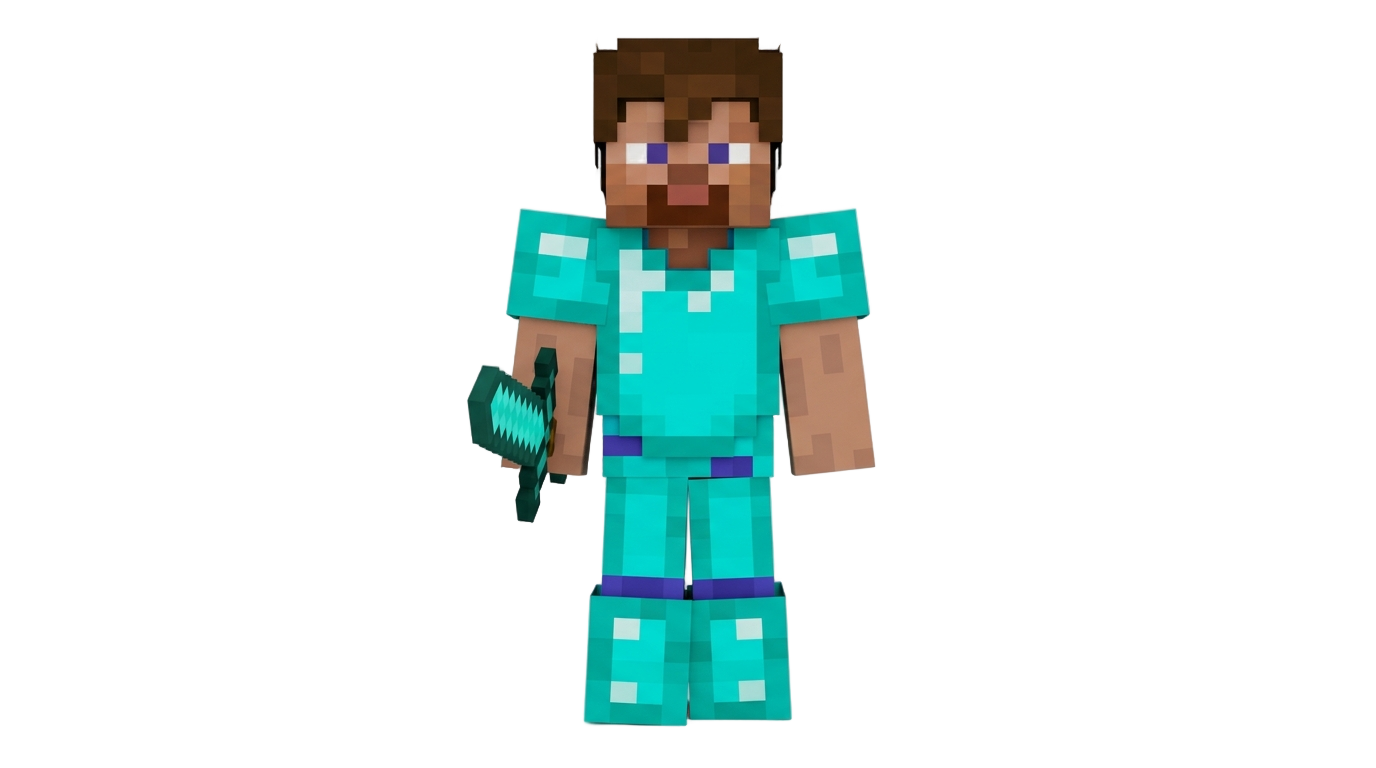 steve with diamond armor png PNG transparent background