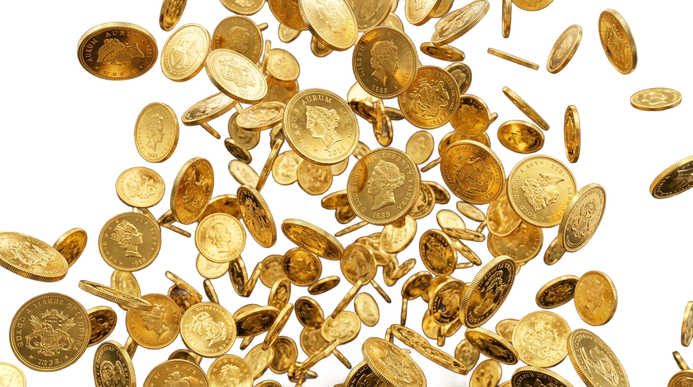 gold coin rain png PNG transparent background