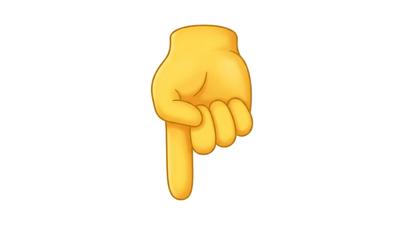 hand pointing down emoji png PNG transparent background