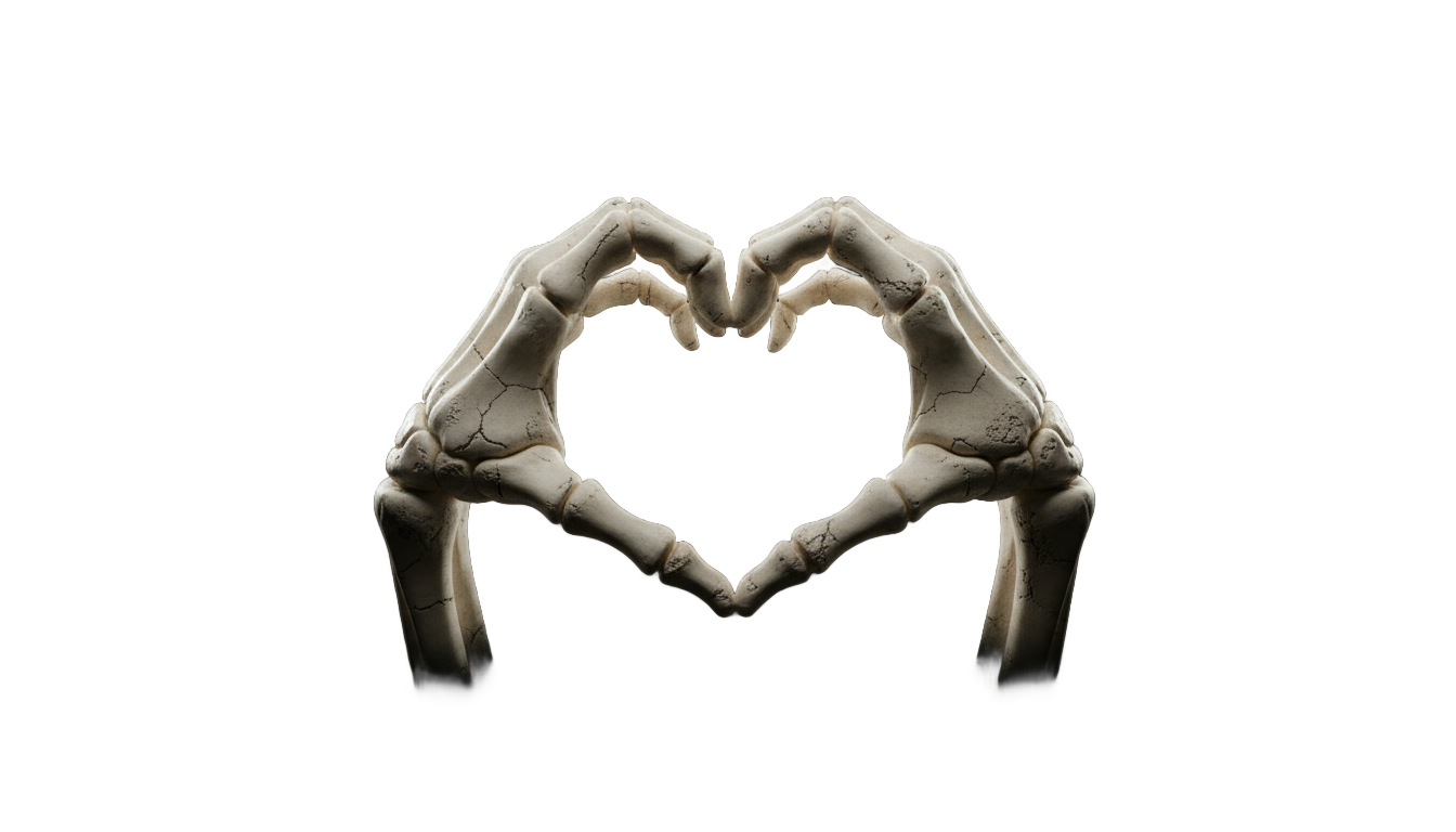 skeleton heart hands png PNG transparent background