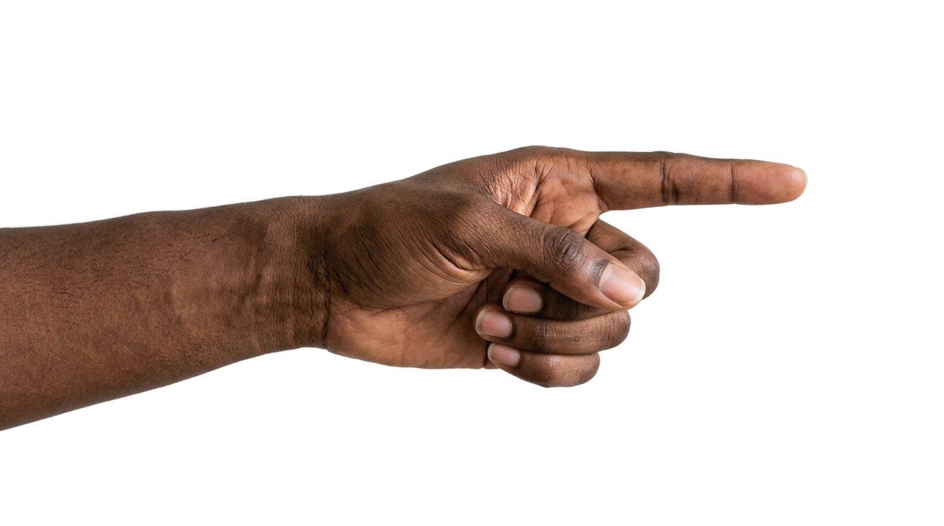 black hand pointing png PNG transparent background