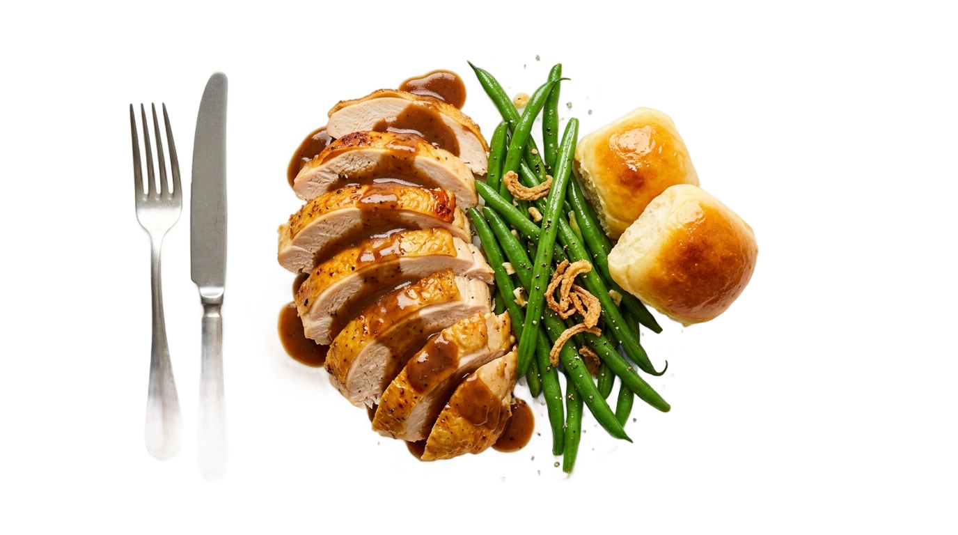 turkey gravy beans and rolls png PNG transparent background