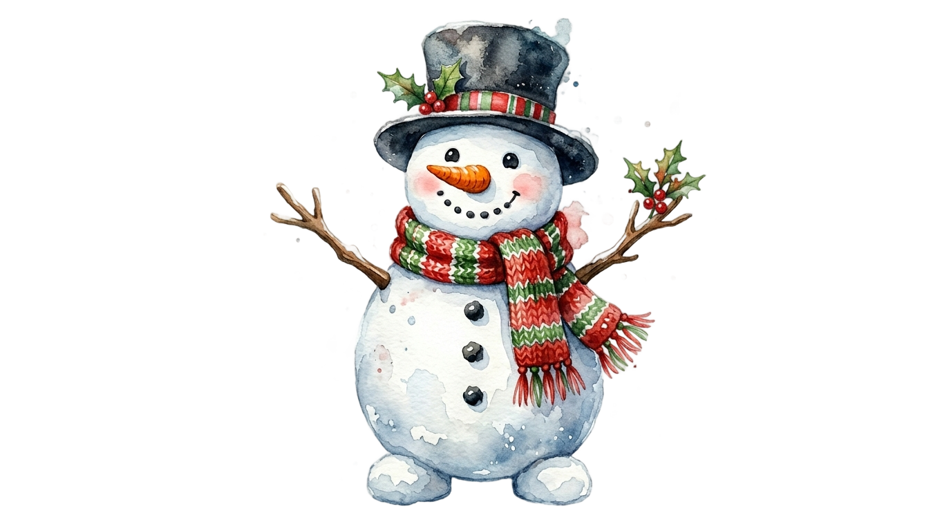 watercolor snowman png PNG transparent background