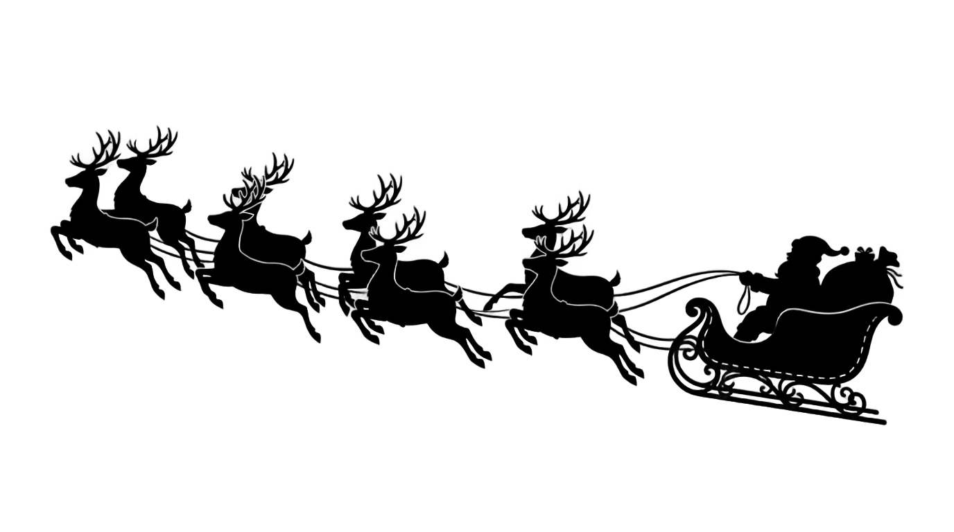 santa reindeer silhouette png PNG transparent background