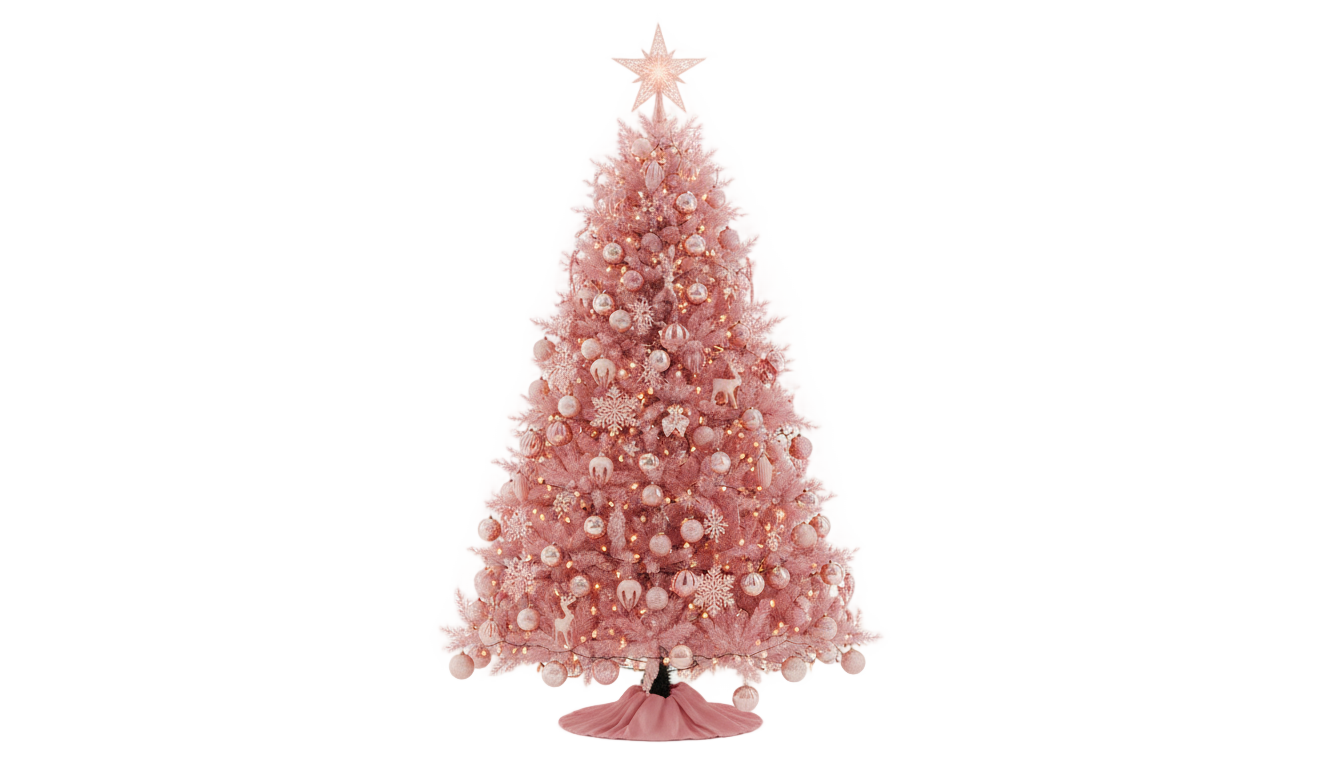 pink christmas tree png PNG transparent background