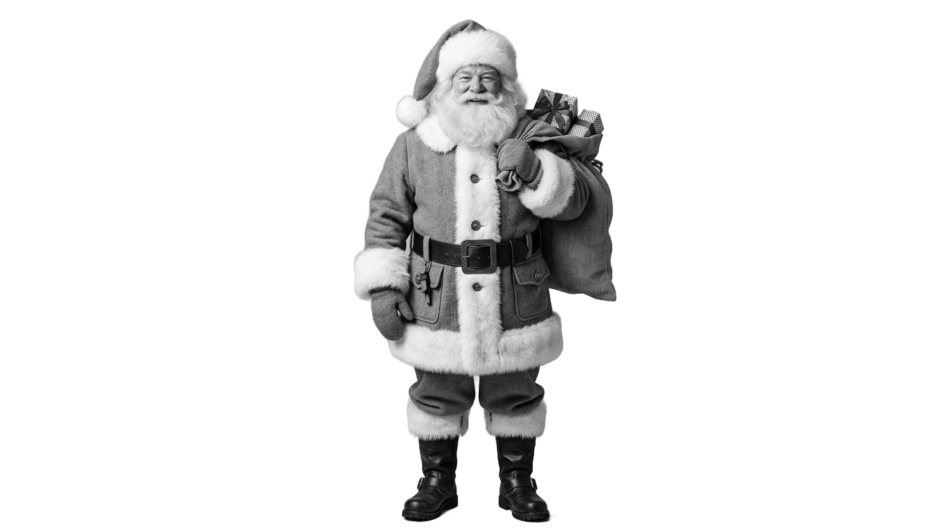 santa claus png black and white PNG transparent background