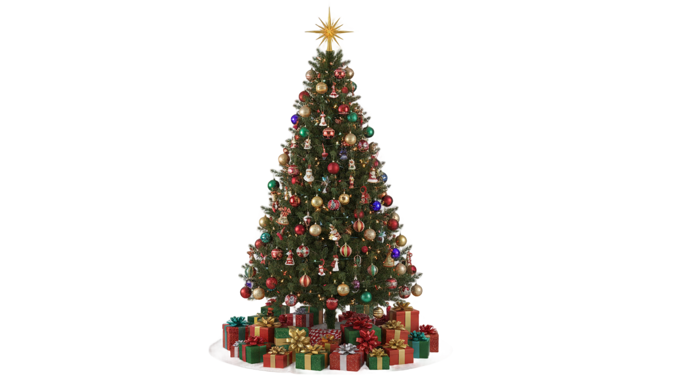 christmas tree with gifts png PNG transparent background