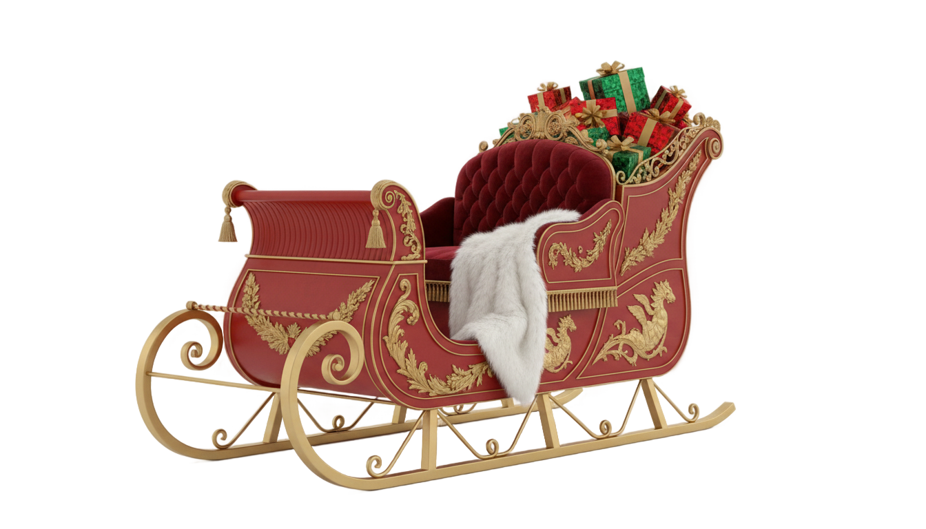santa sleigh png PNG transparent background