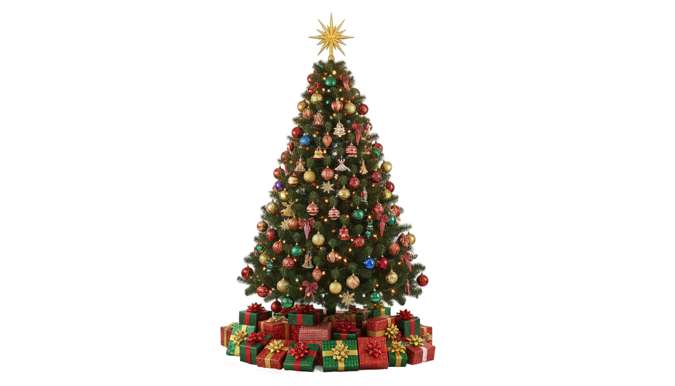 christmas tree with gifts png PNG transparent background