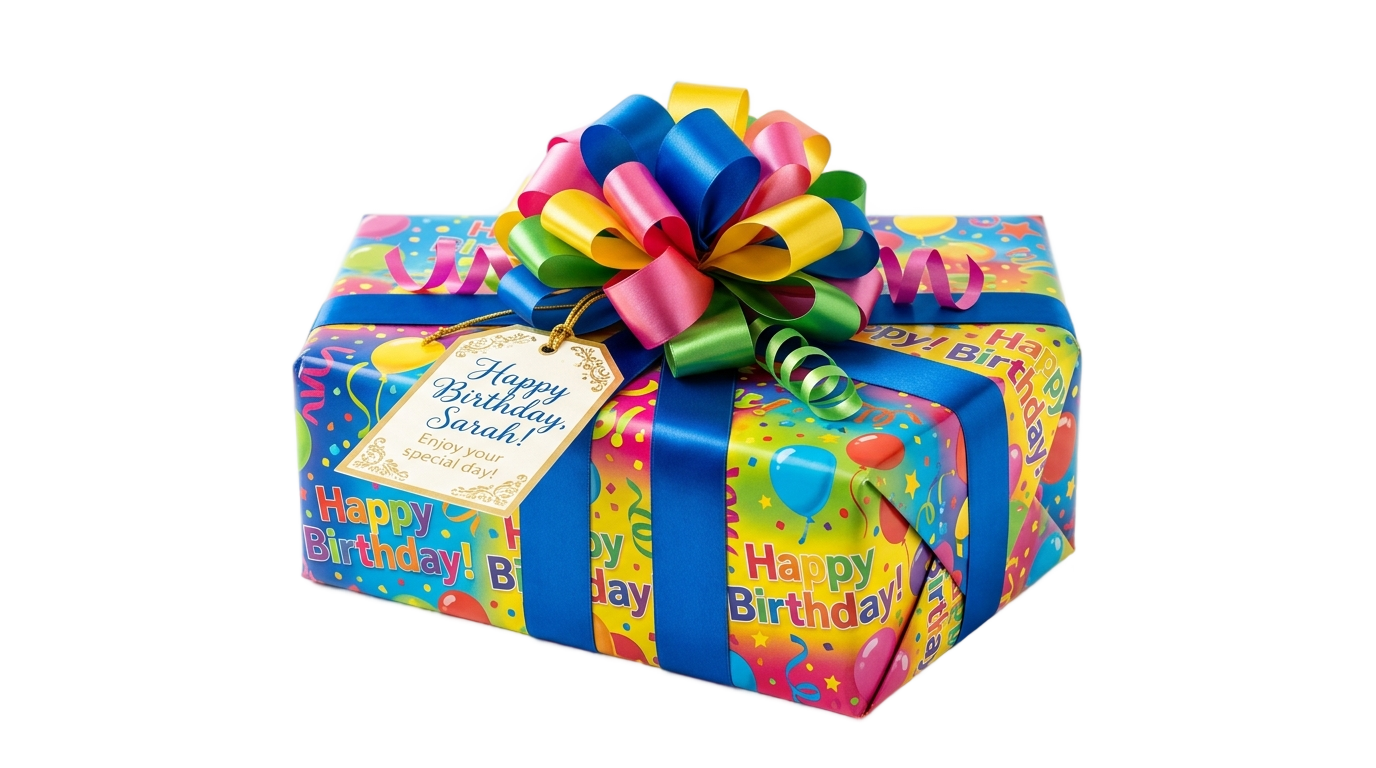 happy birthday gift box png PNG transparent background
