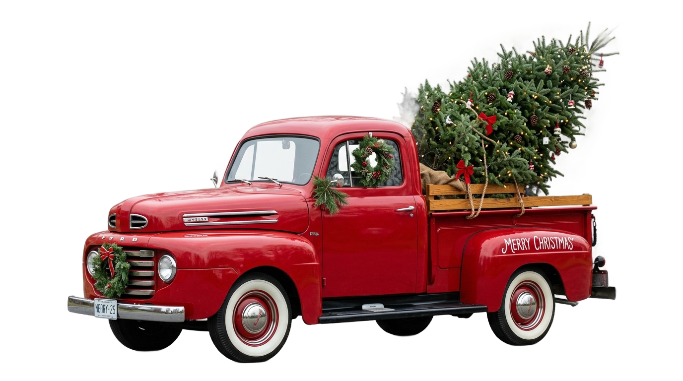 red truck christmas tree png PNG transparent background