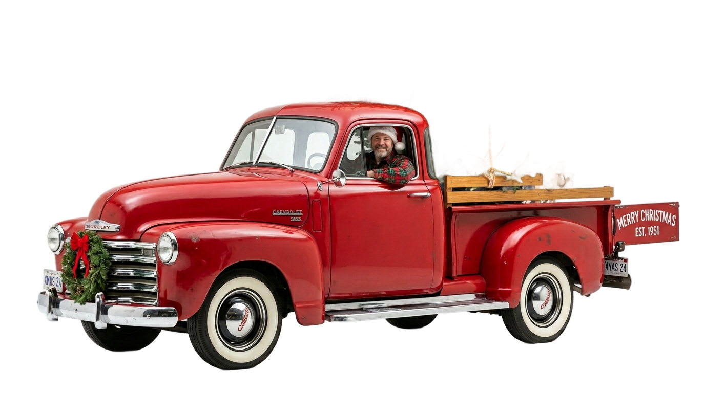 red truck christmas tree png PNG transparent background