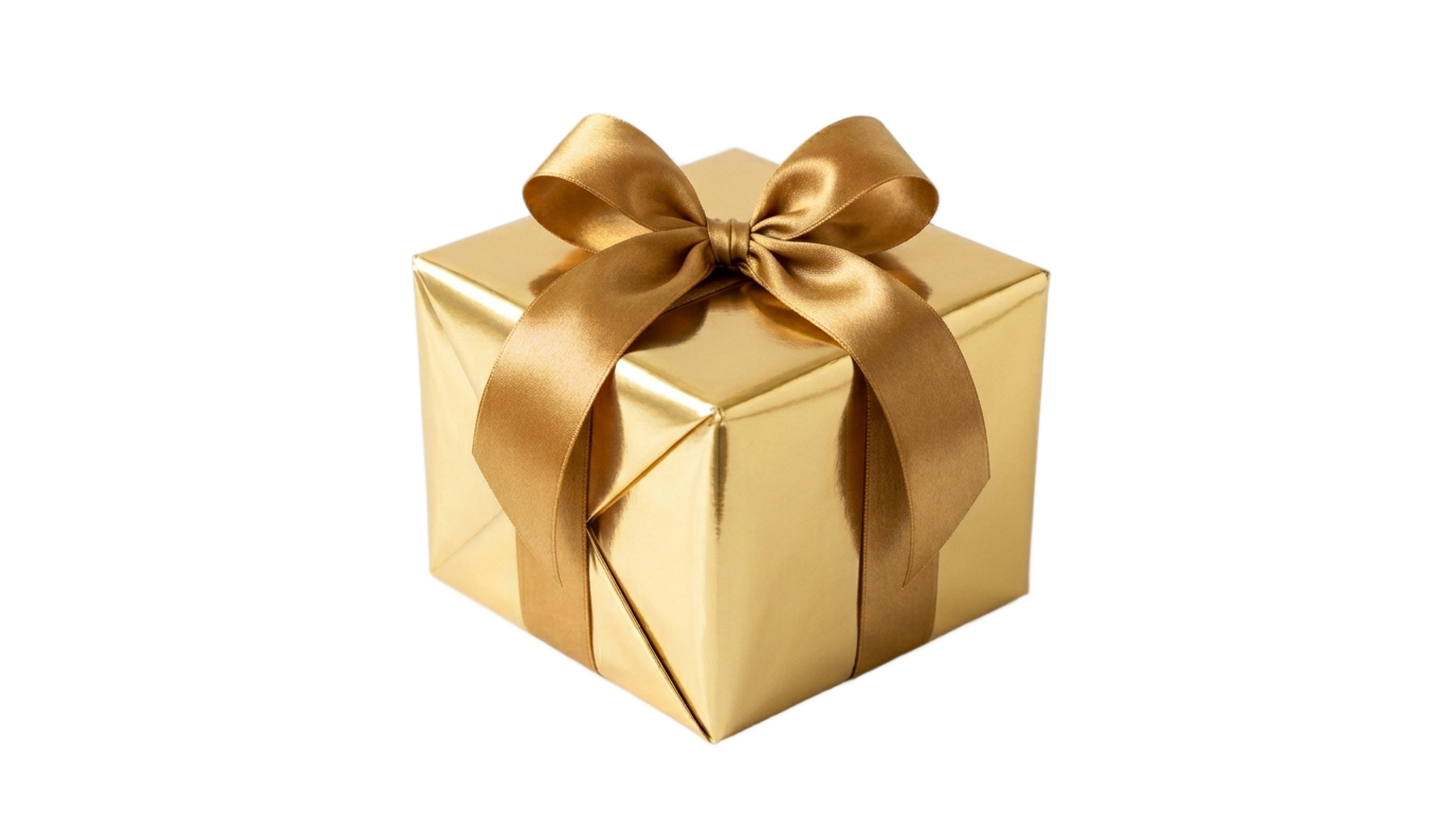gold gift box png PNG transparent background