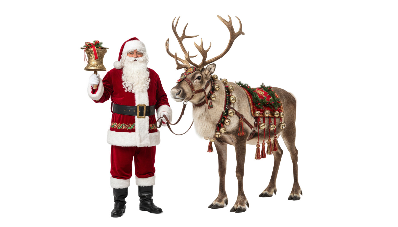 santa and reindeer png PNG transparent background