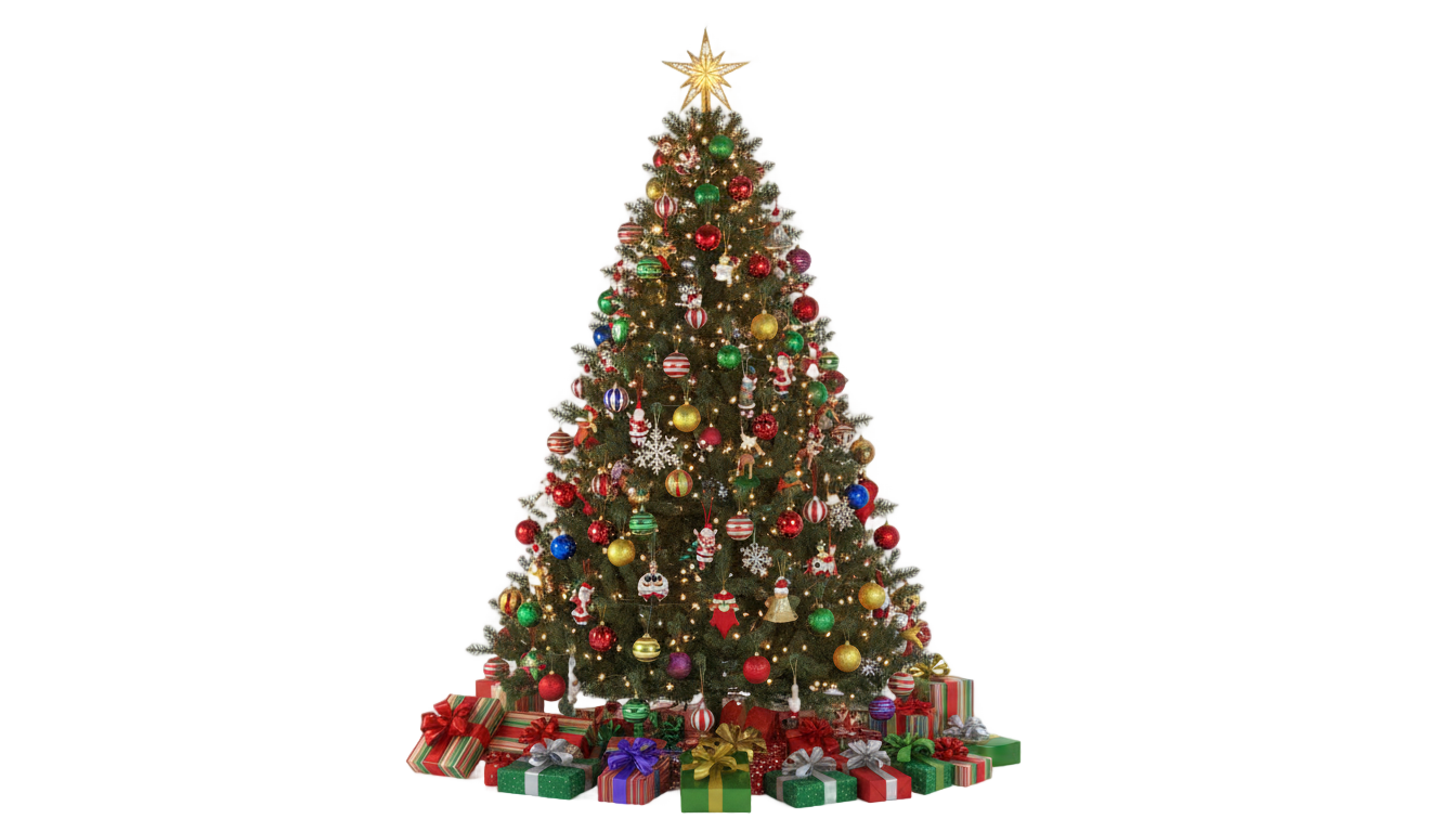christmas tree with presents png PNG transparent background