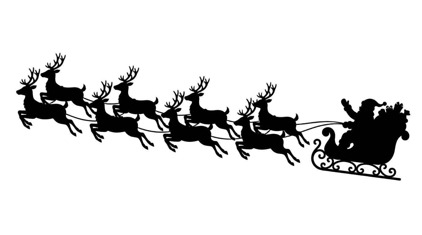 santa reindeer silhouette png PNG transparent background