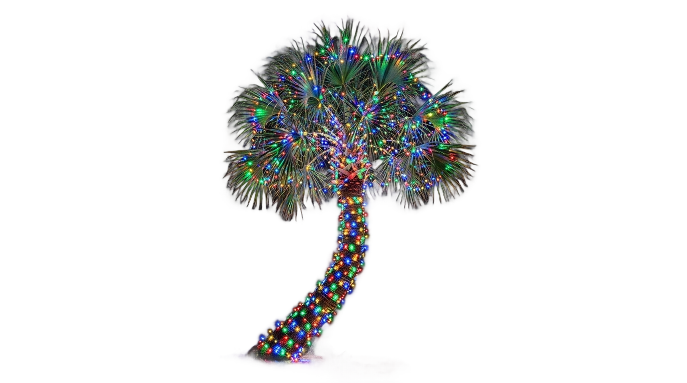 palm tree with christmas lights png PNG transparent background