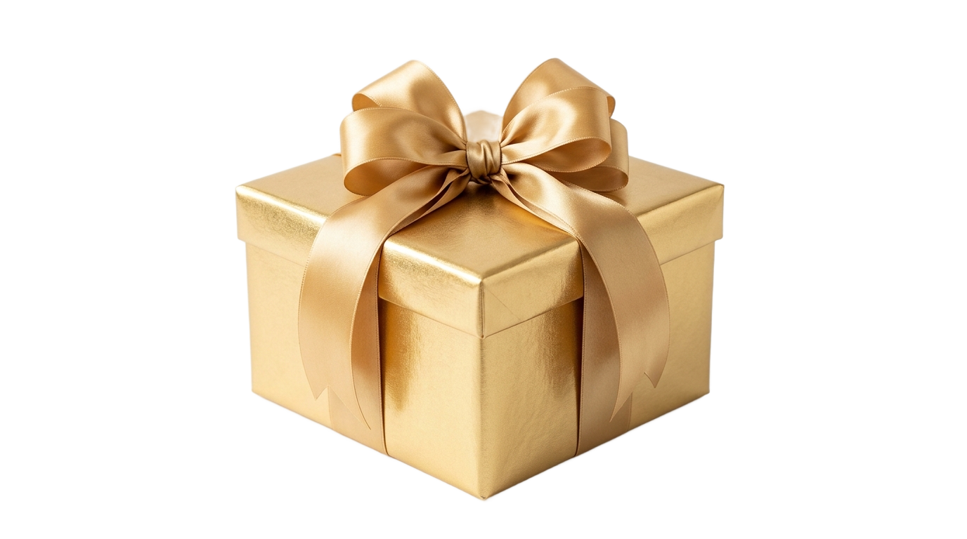 golden gift box png PNG transparent background