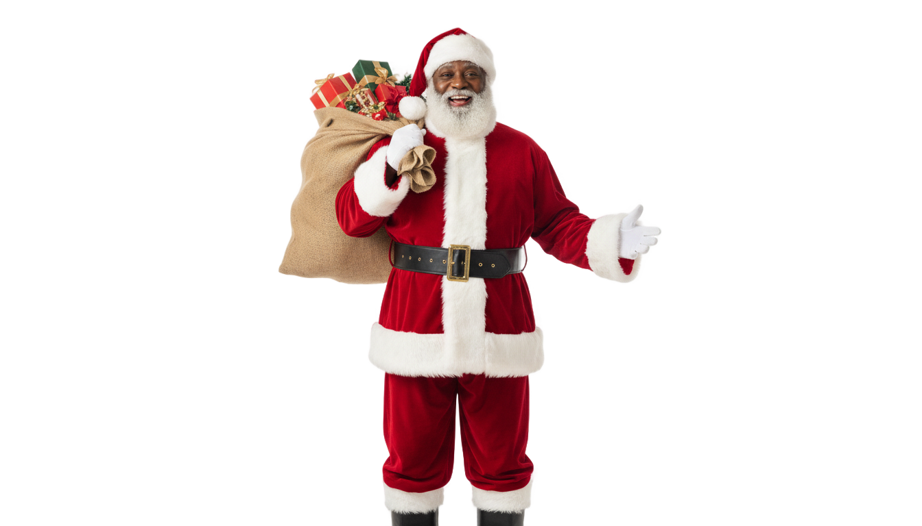 black santa png PNG transparent background