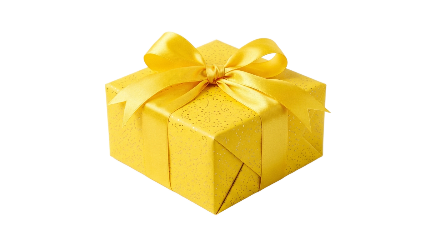 yellow gift box png PNG transparent background
