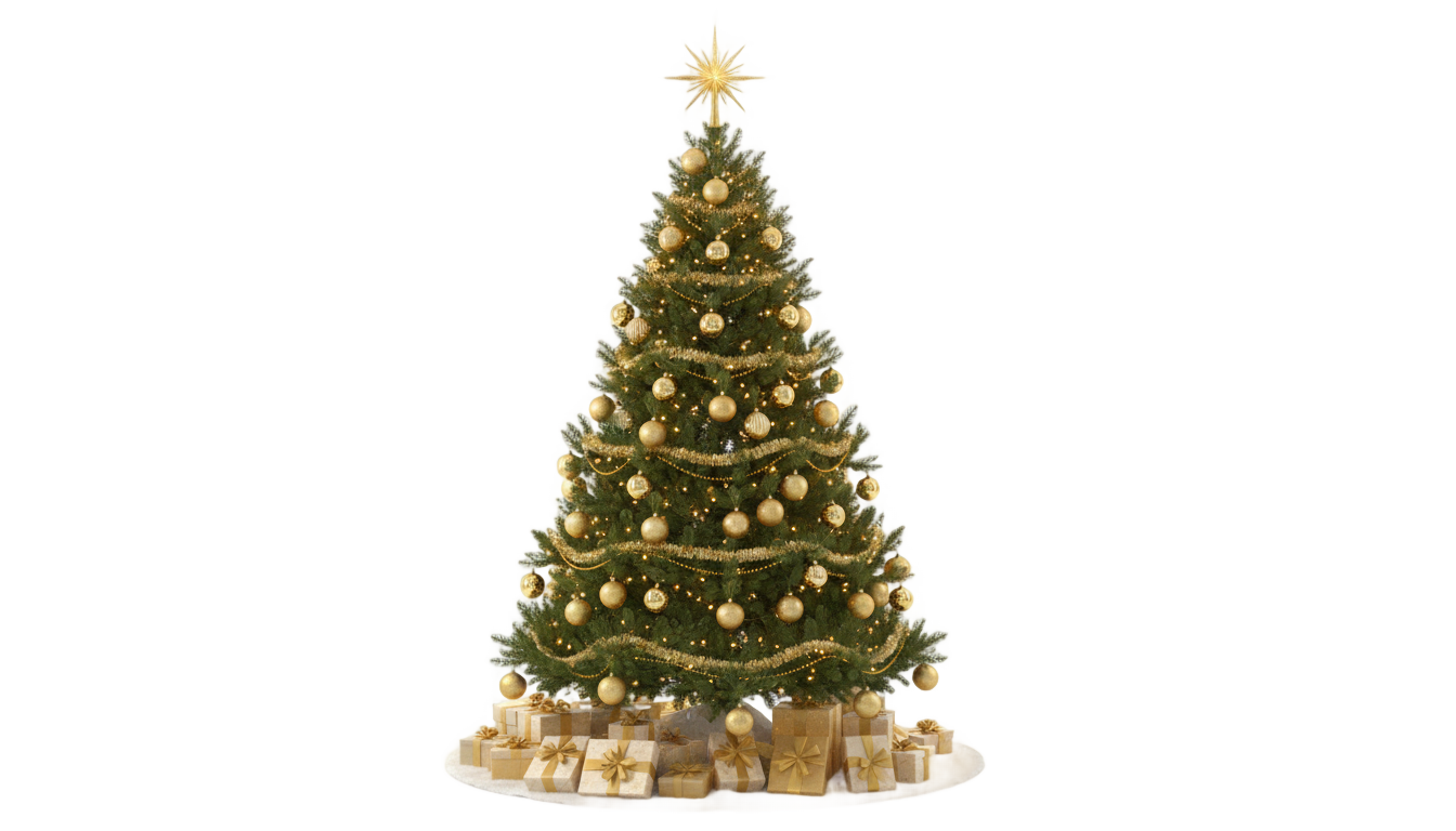 gold christmas tree png PNG transparent background