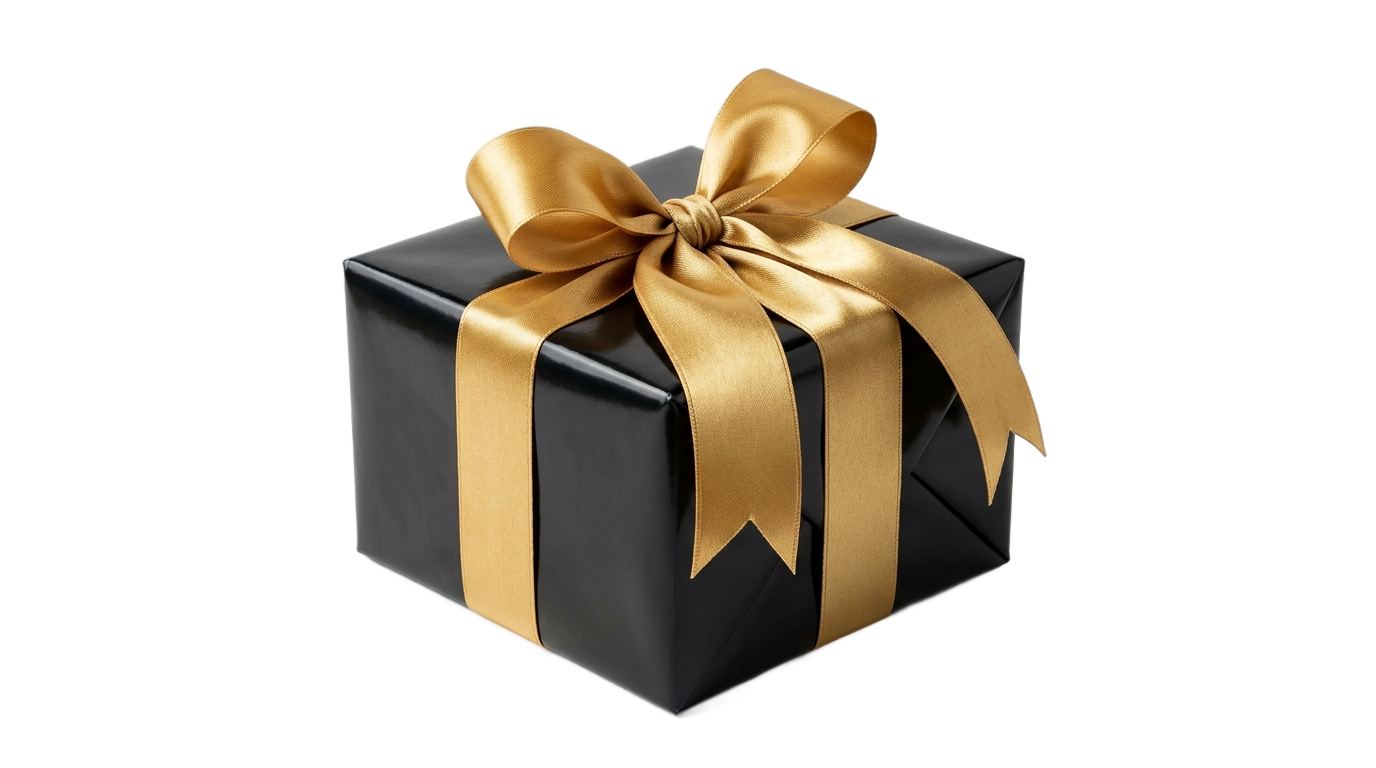 black and gold gift box png PNG transparent background