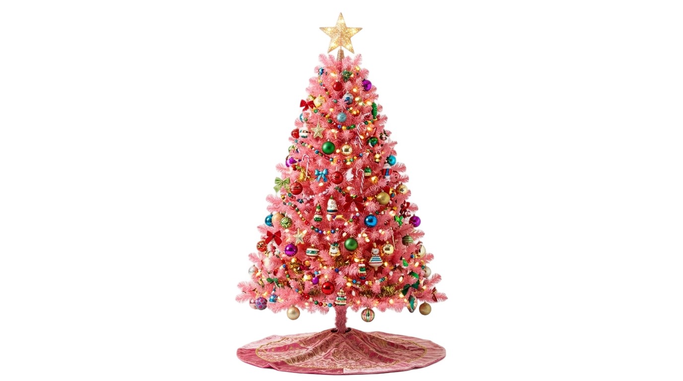 pink christmas tree clipart png PNG transparent background
