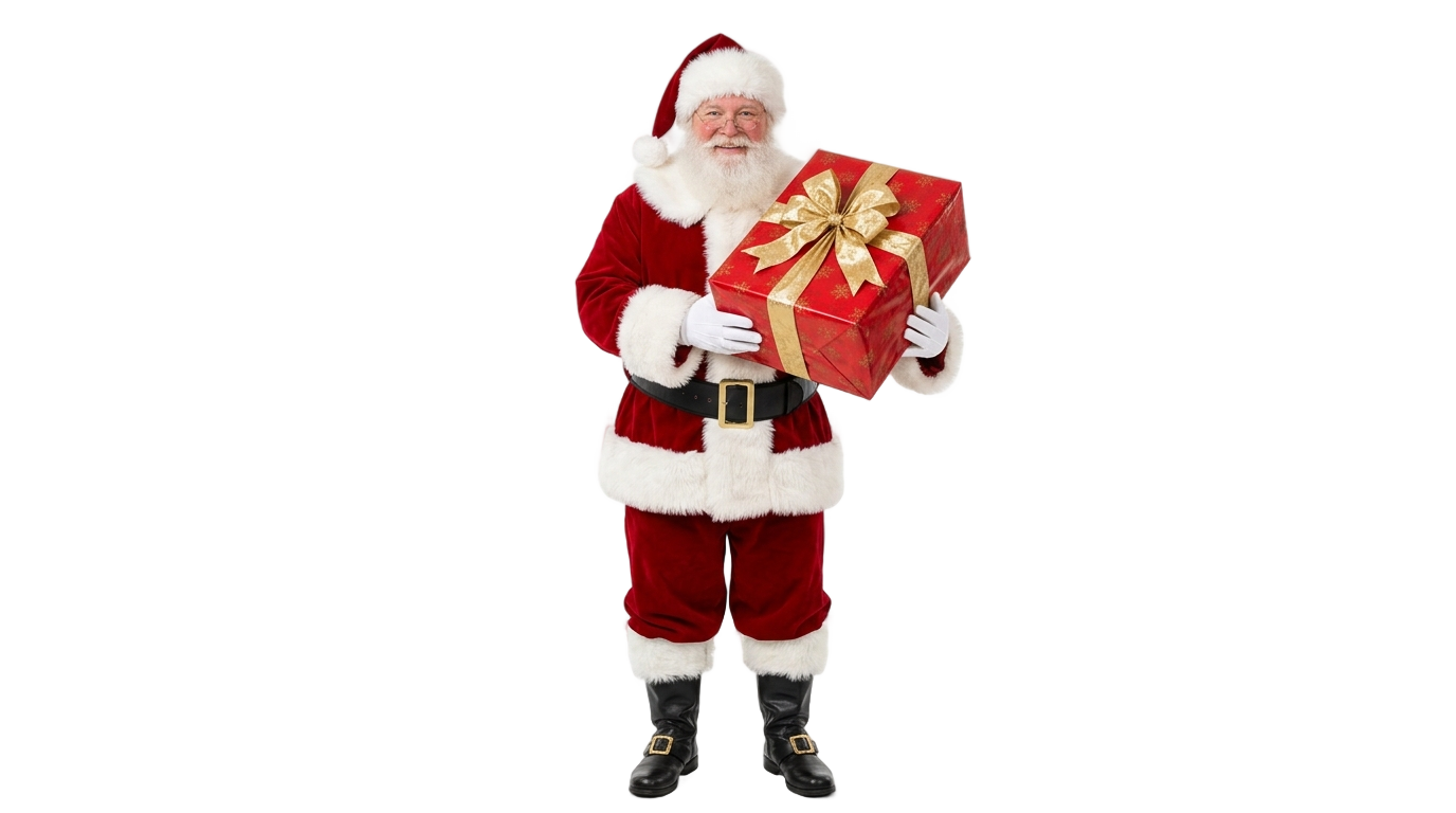 santa claus gift png PNG transparent background
