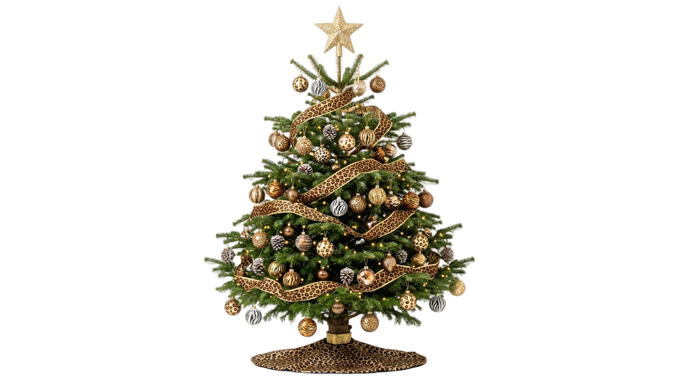 leopard christmas tree png PNG transparent background