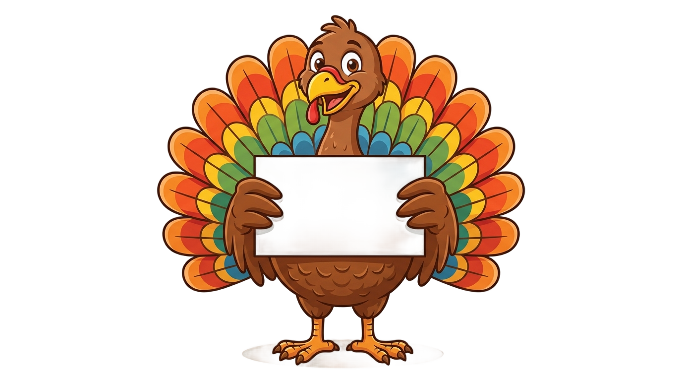 turkey holding sign png PNG transparent background