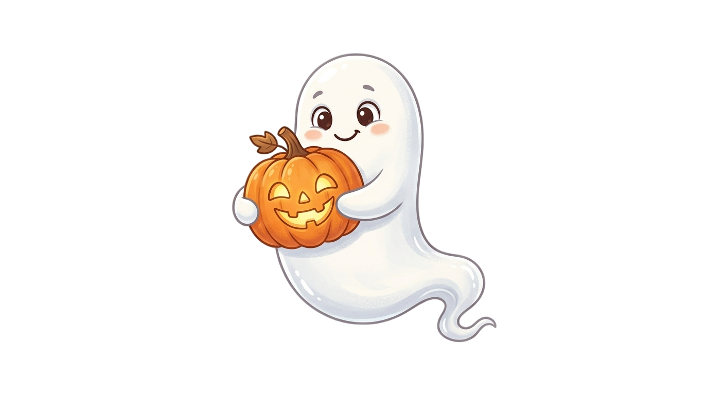 ghost with pumpkin png PNG transparent background