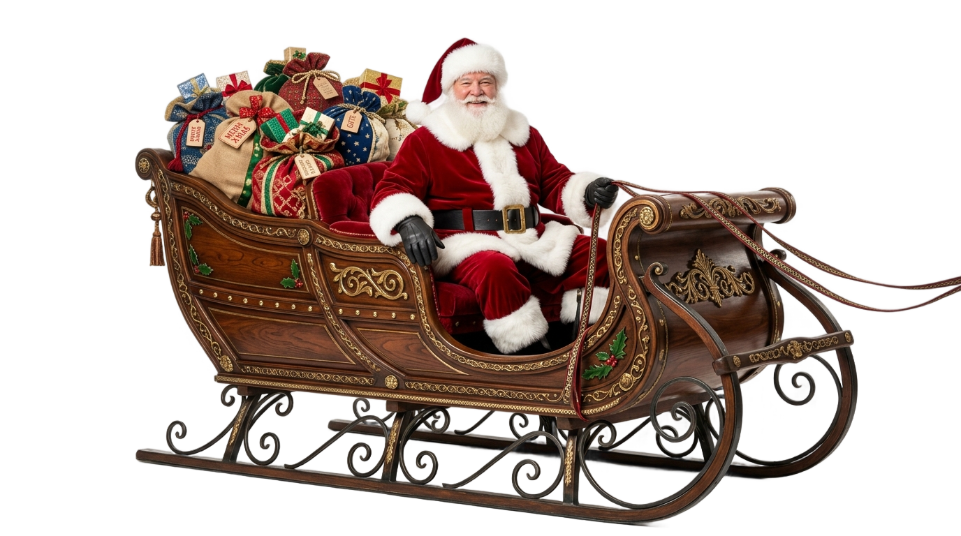 santa and his sleigh png PNG transparent background