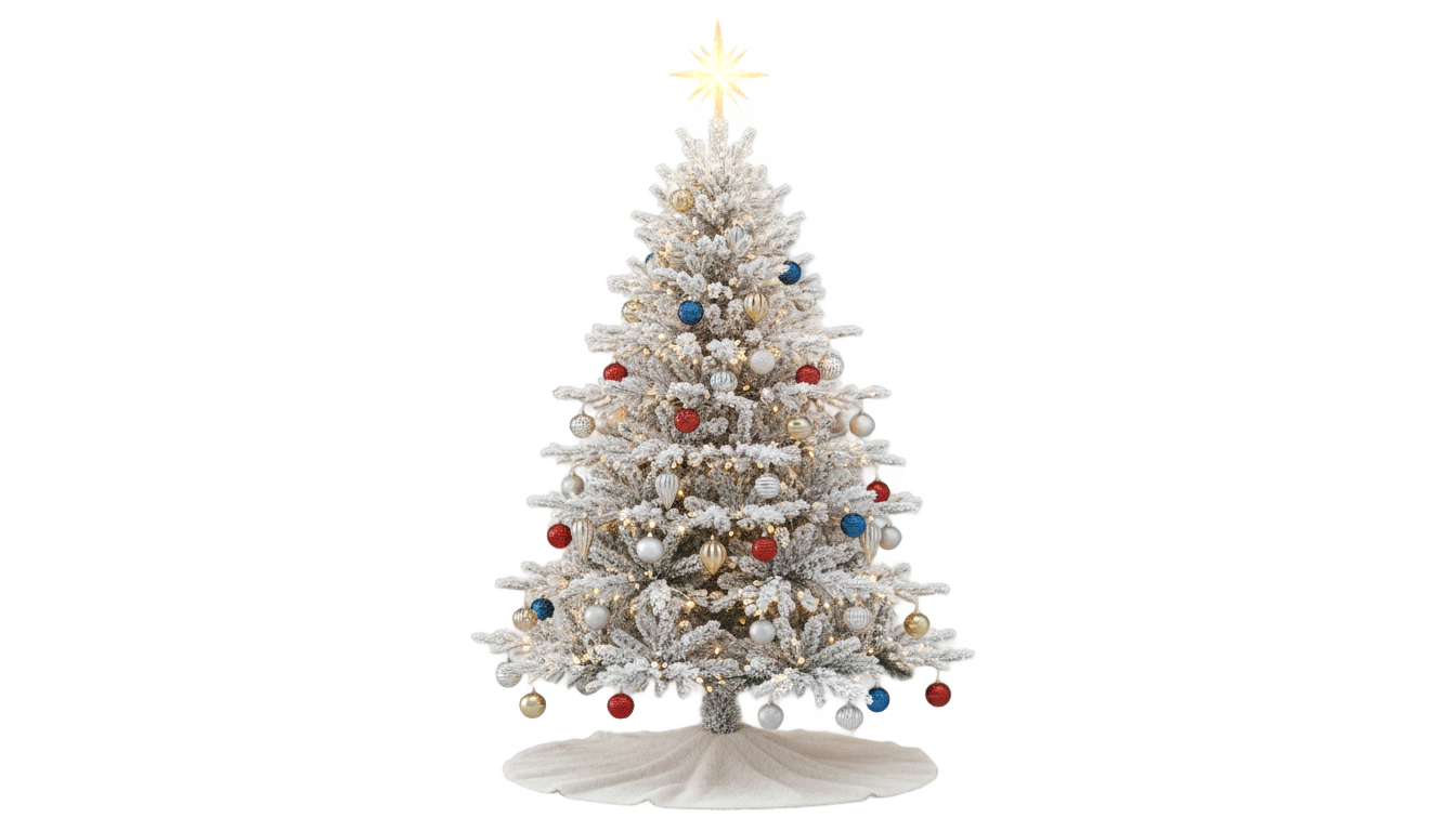snowy christmas tree png PNG transparent background