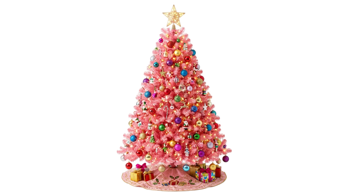 pink christmas tree clipart png PNG transparent background