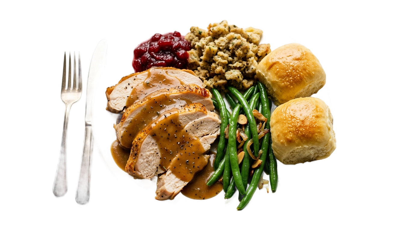 turkey gravy beans and rolls png PNG transparent background