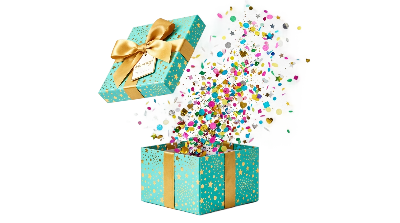 surprise open gift box png PNG transparent background