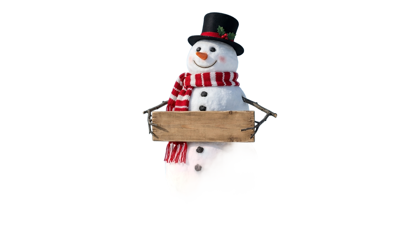 snowman holding sign png PNG transparent background